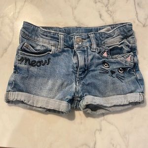 H&M girls Jean shorts kitty cat
